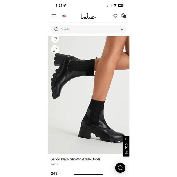 Lulus Jerico Black Slip-On Ankle Boots Size 7 1/2 - Picture 1 of 10